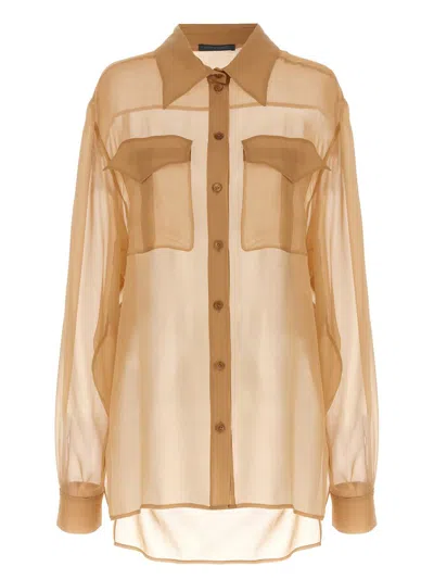 Alberta Ferretti Chiffon Shirt In Brown