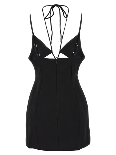 Area Crystal Star Mini Dress In Black