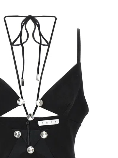 Area Crystal Star Mini Dress In Black