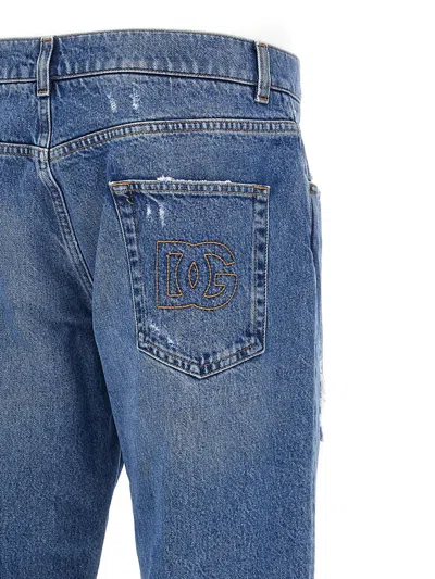 Dolce & Gabbana Distressed Finish Five-pocket Denim Jeans In Blue