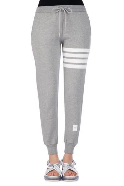 Thom Browne Light Grey Cotton 4bar Track Pants In Gray