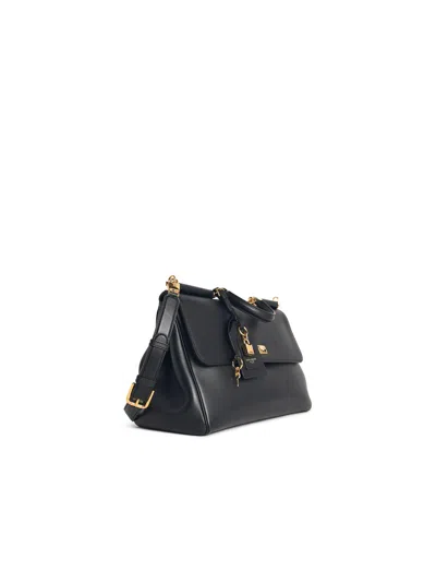 Dolce & Gabbana 'my Sicily' Plongé Calf Leather Handbag In Black