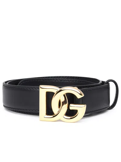 Dolce & Gabbana Black Belt With Logo Buckle In Black