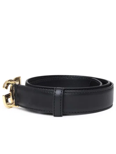 Dolce & Gabbana Black Belt With Logo Buckle In Black