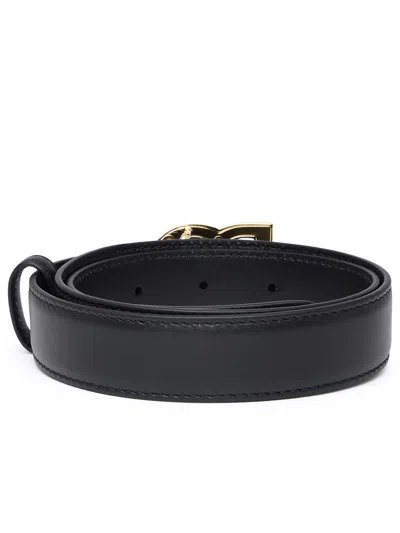 Dolce & Gabbana Black Belt With Logo Buckle In Black