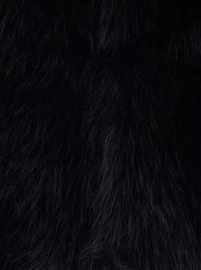 Tonywack Black Jacket With Classic Collar In Faux Fur Man In Black