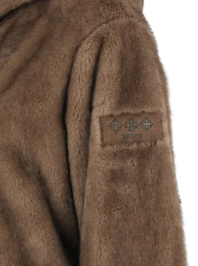 Tatras Arabis Brown Jacket With Fixed Hood And Logo Patch On The Sleeve In Faux Fur Woman In Brown