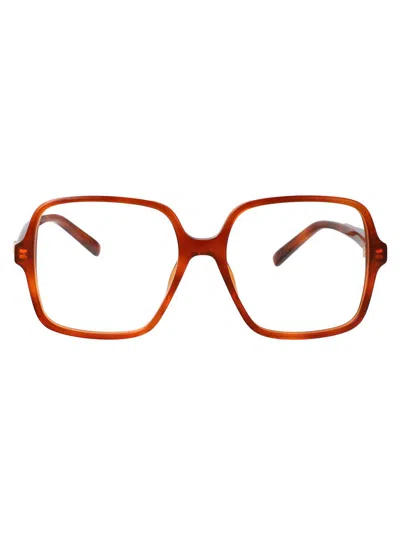 Gucci Havana-havana-transparent Recycled Acetate Glasses In Red