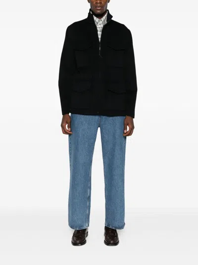 Aspesi Pocketed Zipped Single-breasted Coat In Black