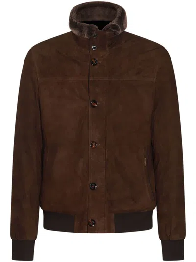 Moorer Jacket Cleros-p1 In Brown