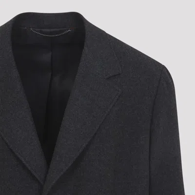 Canali Tailored Wool Coat With Classic Notch Lapel In Gray