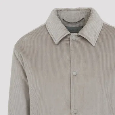 Canali Classic Corduroy Bomber Jacket In Soft Light Grey In Gray
