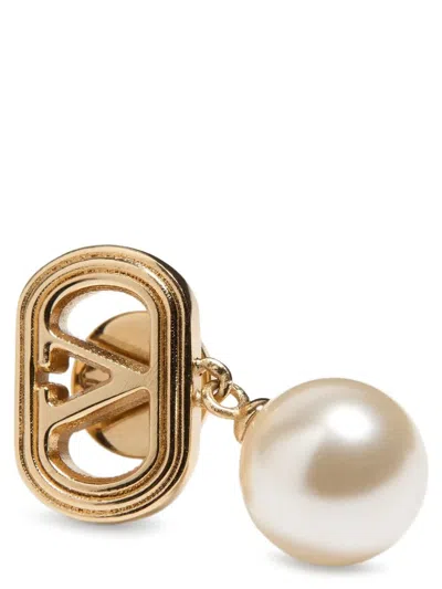 Valentino Ovalette Earrings Featuring Pearl Detail In Gold