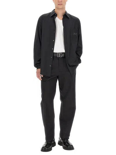 Dolce & Gabbana Men Gabardine Pants In Black