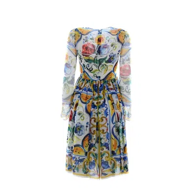 Dolce & Gabbana Silk Maiolica Dress Women In Multi