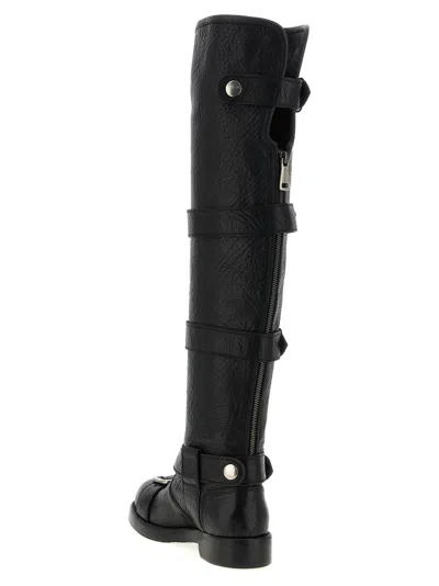 Dolce & Gabbana Bernini Buckled Crinkled-leather Over-the-knee Boots In Black