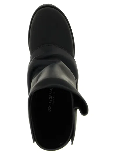 Dolce & Gabbana Dolce&gabbana Women Ankle Boot In Rubber And Leather In Black