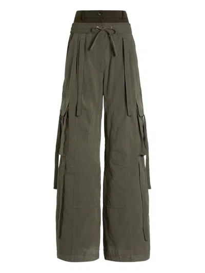 Dolce & Gabbana Green Cargo Pants With Elasticated Double Waist In Cotton Blend Woman In Green
