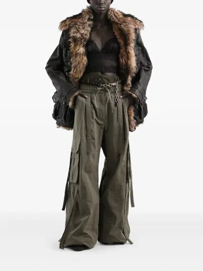 Dolce & Gabbana Green Cargo Pants With Elasticated Double Waist In Cotton Blend Woman In Green