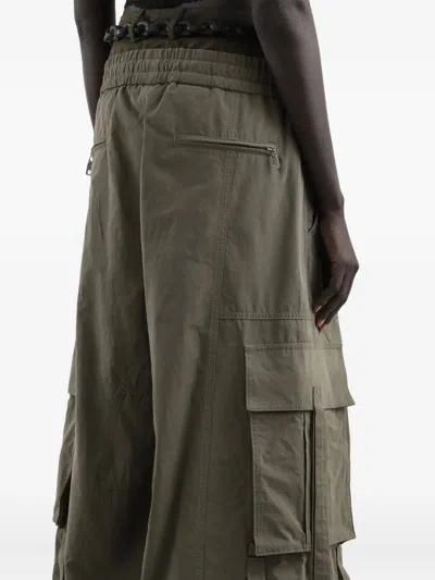 Dolce & Gabbana Green Cargo Pants With Elasticated Double Waist In Cotton Blend Woman In Green
