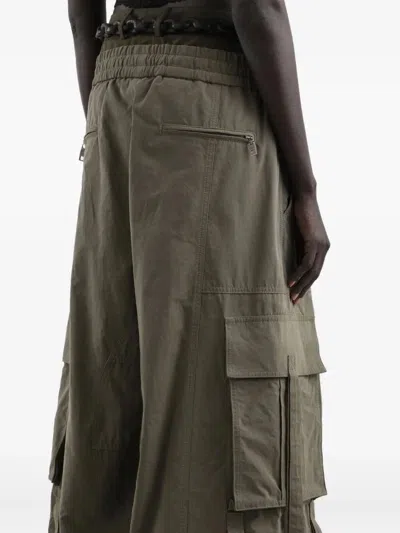 Dolce & Gabbana Green Cargo Pants With Elasticated Double Waist In Cotton Blend Woman In Green