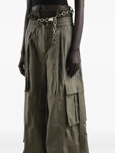 Dolce & Gabbana Green Cargo Pants With Elasticated Double Waist In Cotton Blend Woman In Green