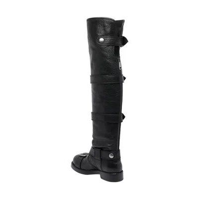 Dolce & Gabbana Bernini Buckled Crinkled-leather Over-the-knee Boots In Black