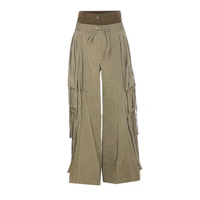 Dolce & Gabbana Dual-waistband Wide-leg Cargo Trousers In Green