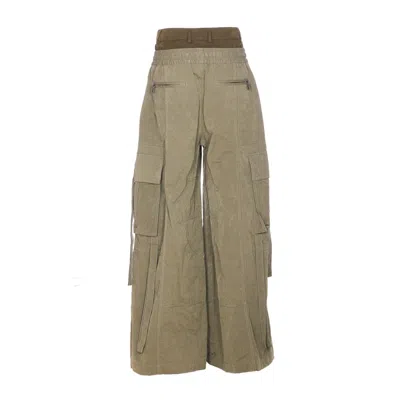 Dolce & Gabbana Dual-waistband Wide-leg Cargo Trousers In Green
