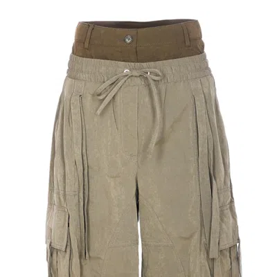 Dolce & Gabbana Dual-waistband Wide-leg Cargo Trousers In Green