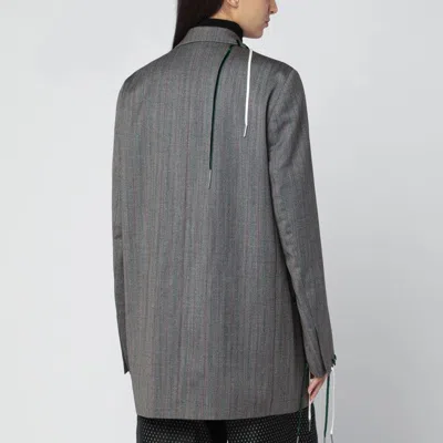Dries Van Noten Grey Double-breasted Jacket With Embroidered Stitch Decorations Women In Gray