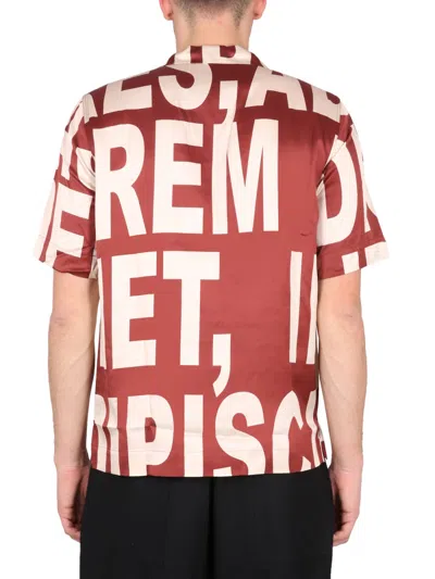 Dries Van Noten Short Sleeve Bowling Collar Printed Shirt In Red