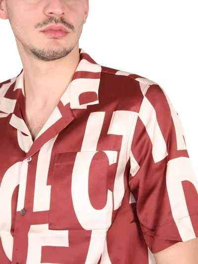Dries Van Noten Short Sleeve Bowling Collar Printed Shirt In Red