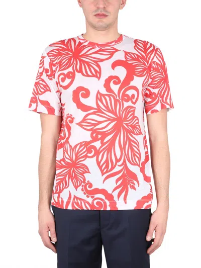 Dries Van Noten Floral Print Crew Neck Short Sleeve T-shirt In White