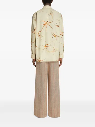 Dries Van Noten Floral Long Sleeve Tulip Print Top In Brown