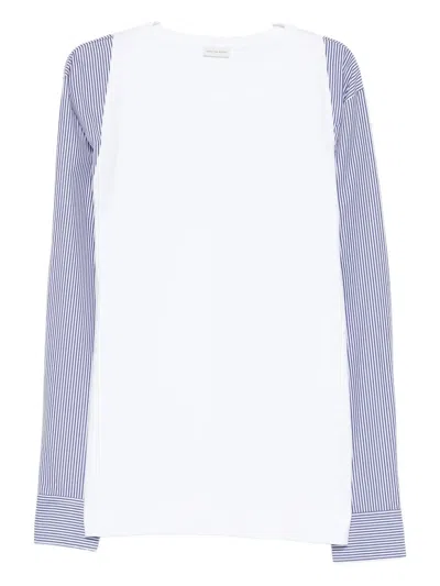 Dries Van Noten Heston Long Sleeve Striped T-shirt In White