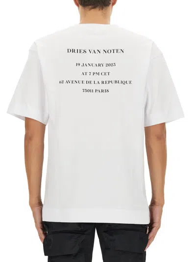 Dries Van Noten Logo Printed Crewneck T-shirt In White
