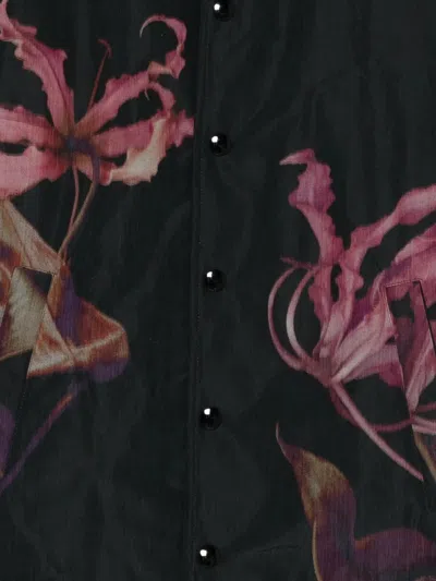 Dries Van Noten Floral Print Blouson Featuring Drawstring Hem In Black