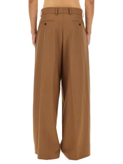 Dries Van Noten Wide Leg Trousers Featuring Pleats In Brown