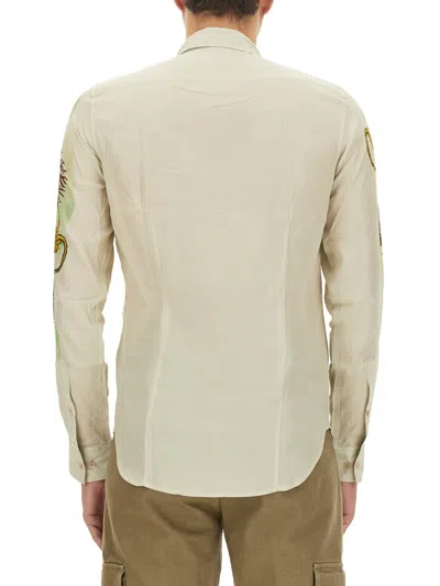 Dries Van Noten Floral Embroidered Slim Fit Long Sleeve Shirt In White