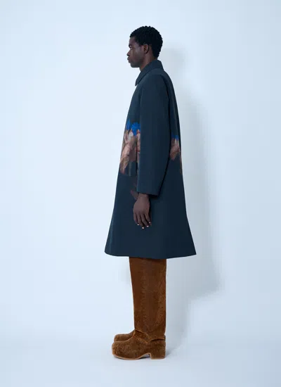 Dries Van Noten Men Rankle Printed Tailored Coat In Blue