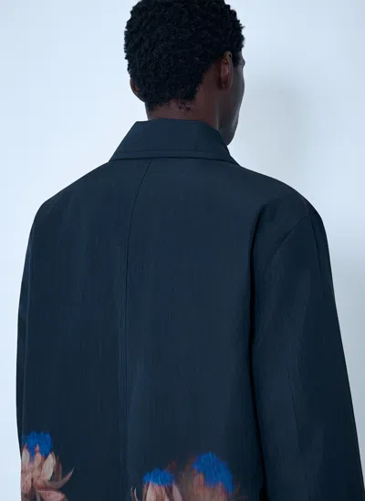 Dries Van Noten Men Rankle Printed Tailored Coat In Blue