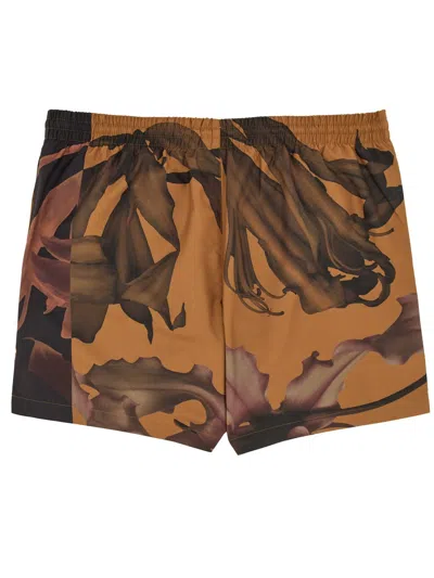 Dries Van Noten All Over Printed Swimwear With Elastic Waist In Brown