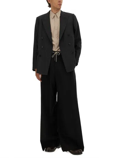 Dries Van Noten Striped Long Sleeve Shirt With Button-down Collar In Neutral