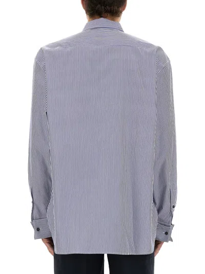 Dries Van Noten Men Striped Shirt In Blue