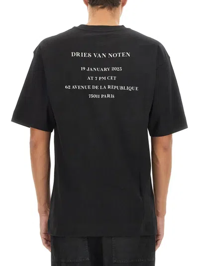 Dries Van Noten Logo Graphic Print Crew Neck T-shirt In Black