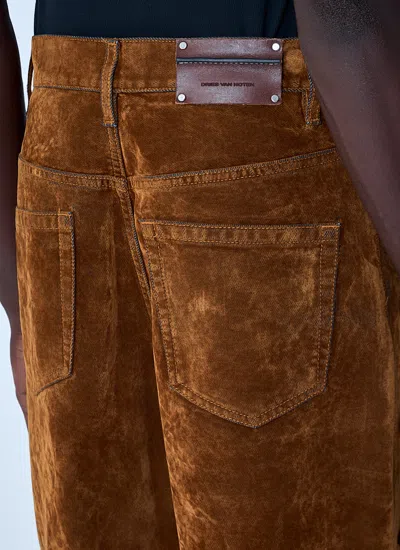 Dries Van Noten Belt Loop Casual Pants In Brown