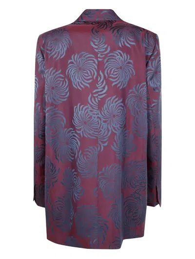 Dries Van Noten Floral Long Sleeve Jacket Front Pockets In Purple
