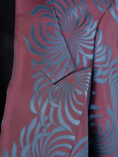 Dries Van Noten Floral Long Sleeve Jacket Front Pockets In Purple