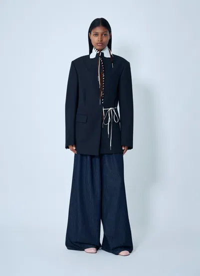 Dries Van Noten Baftan Long Sleeve Notched Lapel Jacket In Blue